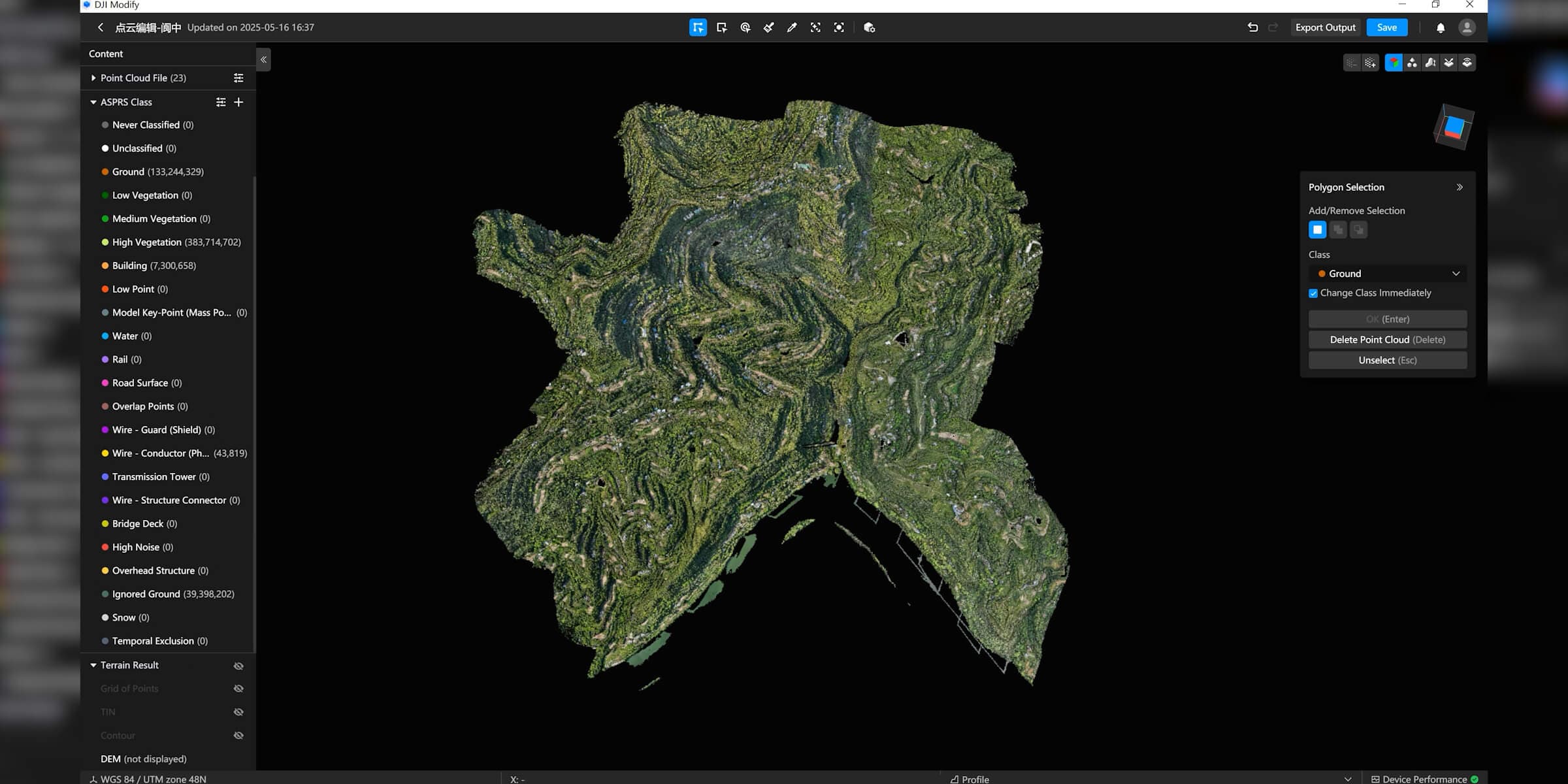 หน้าจอแก้ไข point cloud