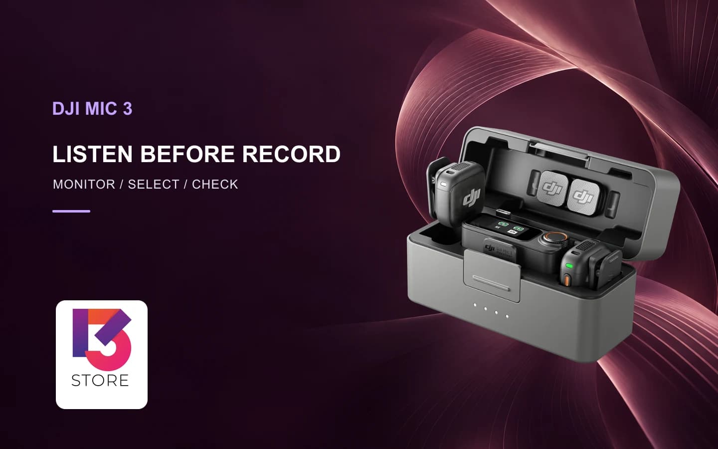 DJI Mic 3 ฟังเสียงระหว่างอัด: Monitor Select กับระดับเสียงปลายทาง