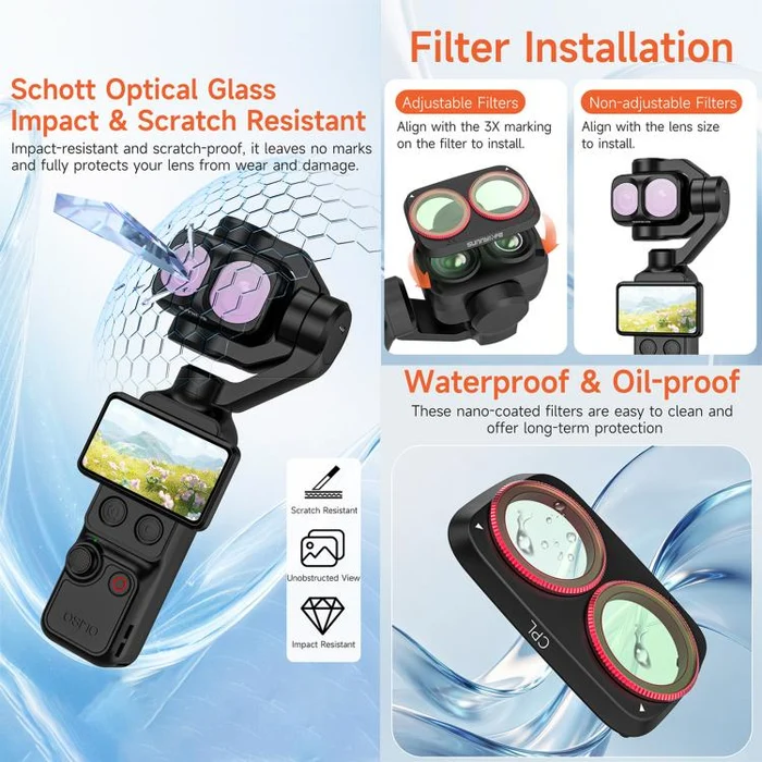 Sunnylife ฟิลเตอร์เซ็ต 3 ชิ้น DJI Osmo Pocket 4P