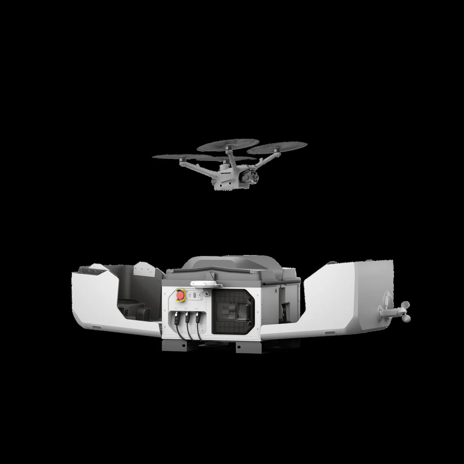 สถานีโดรนอัตโนมัติ DJI Dock พร้อมโดรนขึ้นบิน